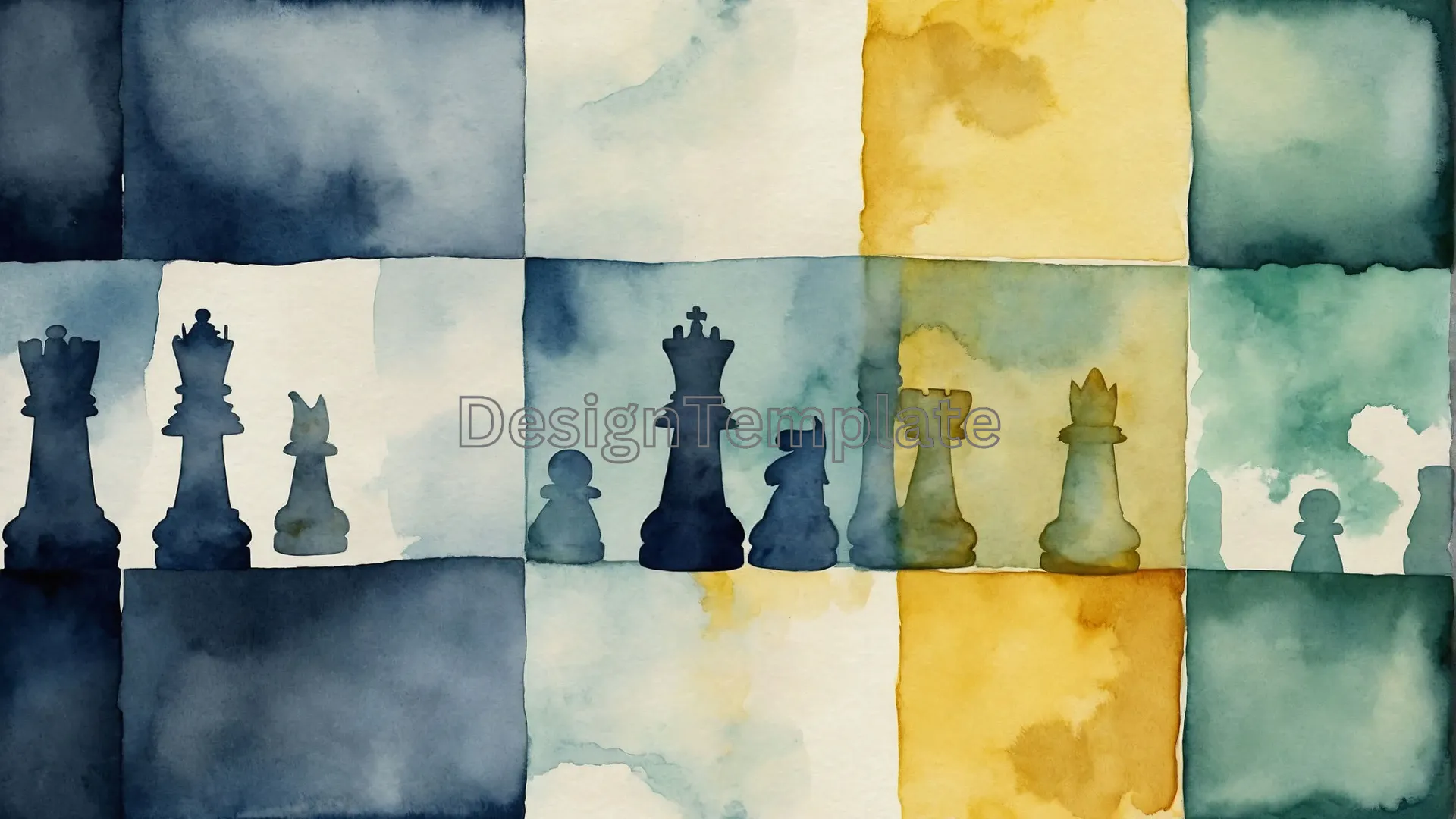 Chessboard Abstract Watercolor Paint HD Photo